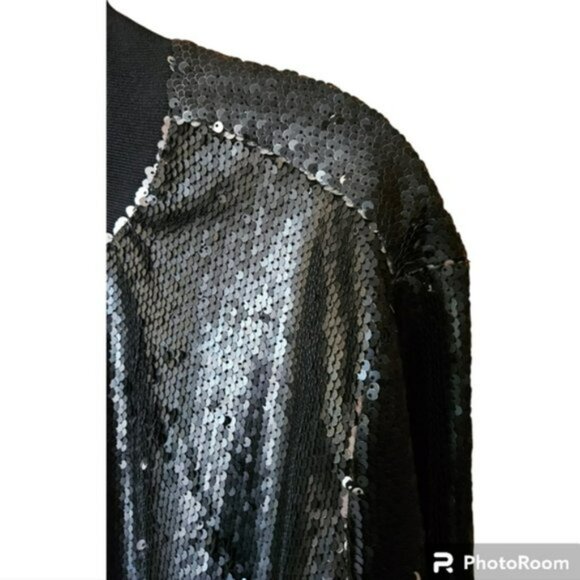 Rue+ Black Sequin Bomber Jacket size 1X EUC - Picture 8 of 13